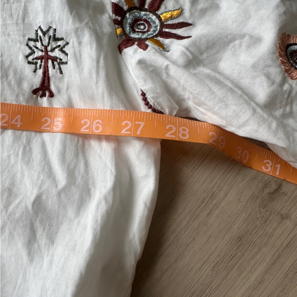 Boho Chic White Button Down Shirt With Embroidery - image 6